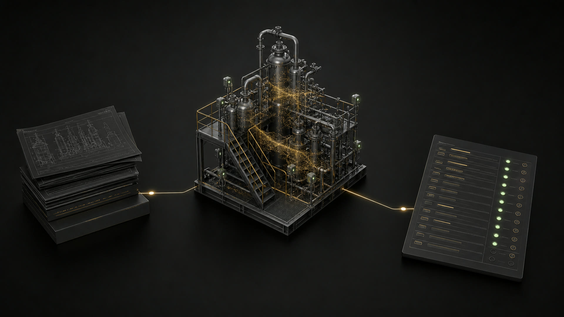 Technical evidence chain connecting source documents, process plant physics and a traceable finding register.